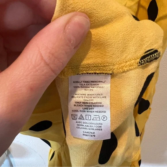 Ann Taylor Yellow and Black Polka Dot Maxi Dress Tiered Skirt Buttons Size 12 - Picture 5 of 9